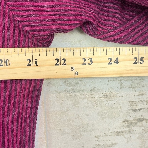 MILL VALLEY Hobo Linen Blend Shirt Asymmetrical Shark Bite Top Purple Striped - Picture 13 of 14